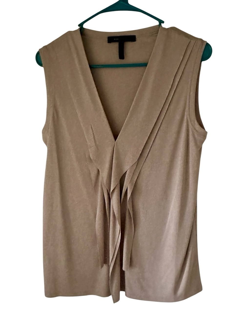BCBG Maxazria, Talla Sleeveless Taupe V-Neck Tie Front Women’s Top